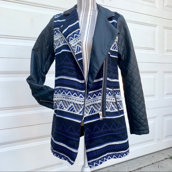 Forever 21 Jackets & Blazers - 🆕F21 Vegan Faux Leather Aztec Tribal Quilt Jacket
